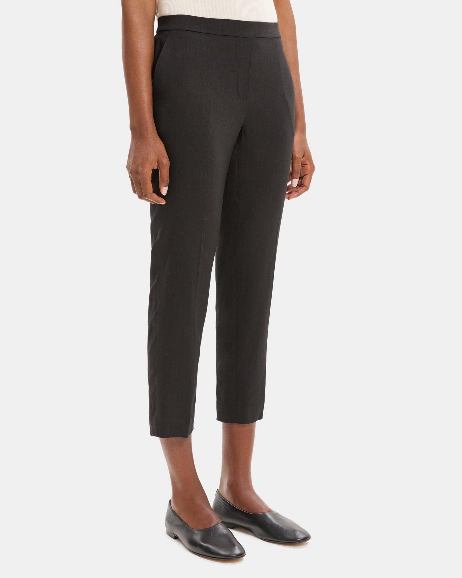 Slim Cropped Pull-On Pant in Linen-Blend Product Image