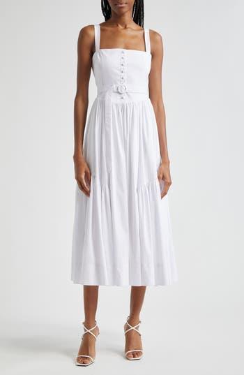 Amber Poplin A-line Dress In White Product Image