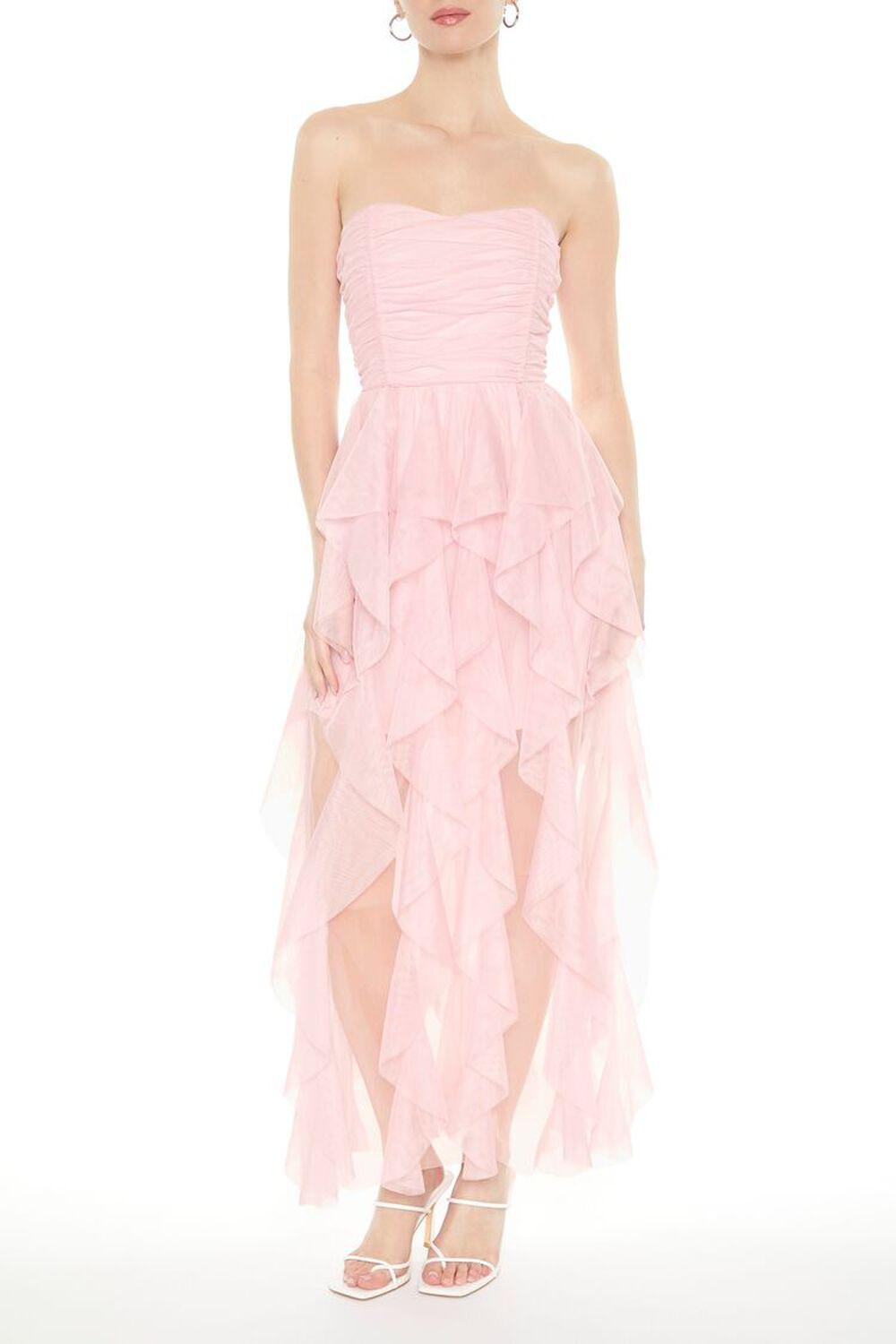 Strapless Mesh Ruffle Midi Dress | Forever 21 Product Image