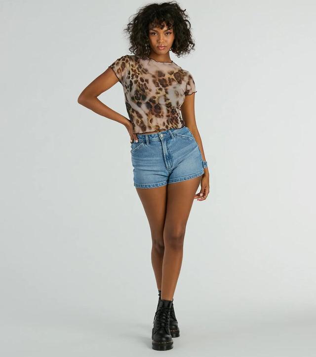 Fierce Trendsetter Leopard Mesh Crop Top Product Image