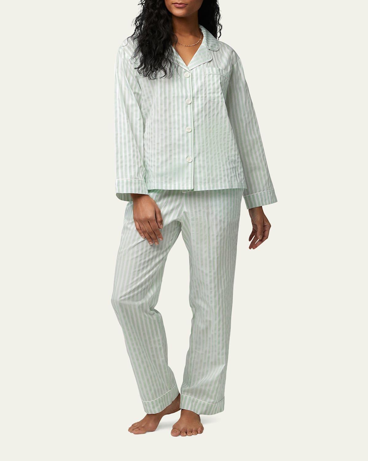 Striped Puckered Organic Cotton Pajama Set Product Image