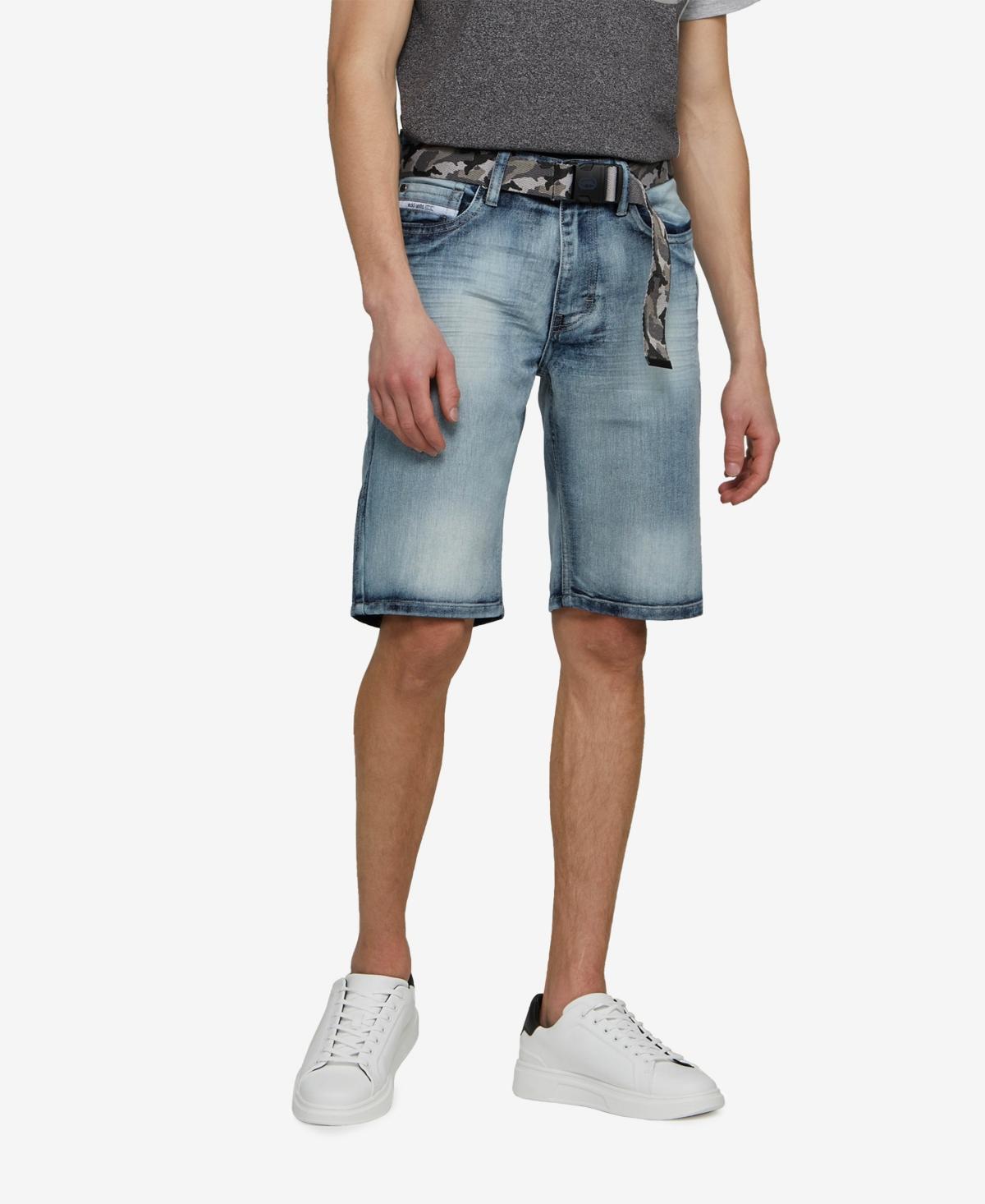 Ecko Unltd Mens Feeling Fresh Denim Shorts with Adjustable Belt, 2 Piece Set Product Image