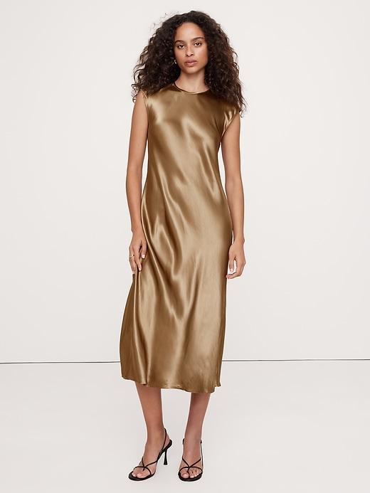 Bias-Cut Satin Midi Dress Product Image