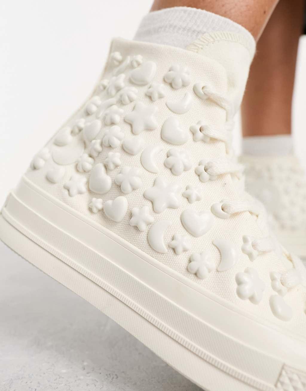 Converse Chuck 70 Hi sneakers with star gems in cream Product Image