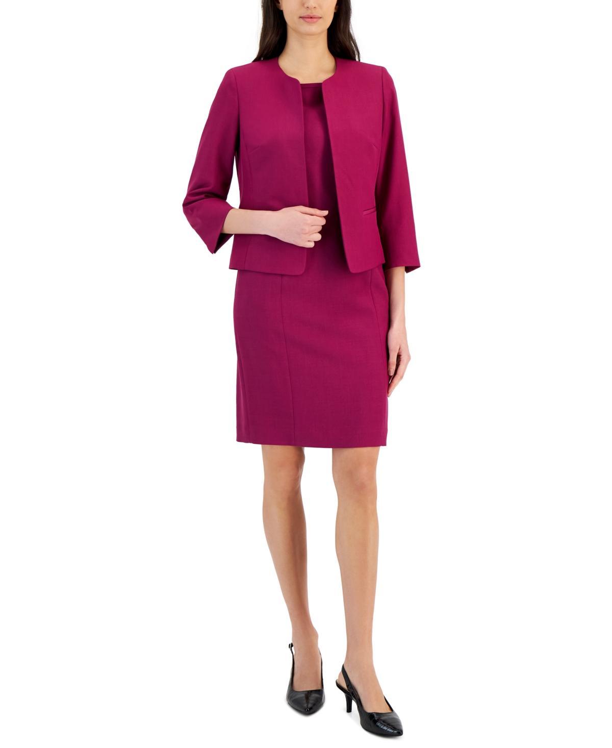 Le Suit Womens Collarless Jacket & Sheath Dress Suit, Regular & Petite Product Image