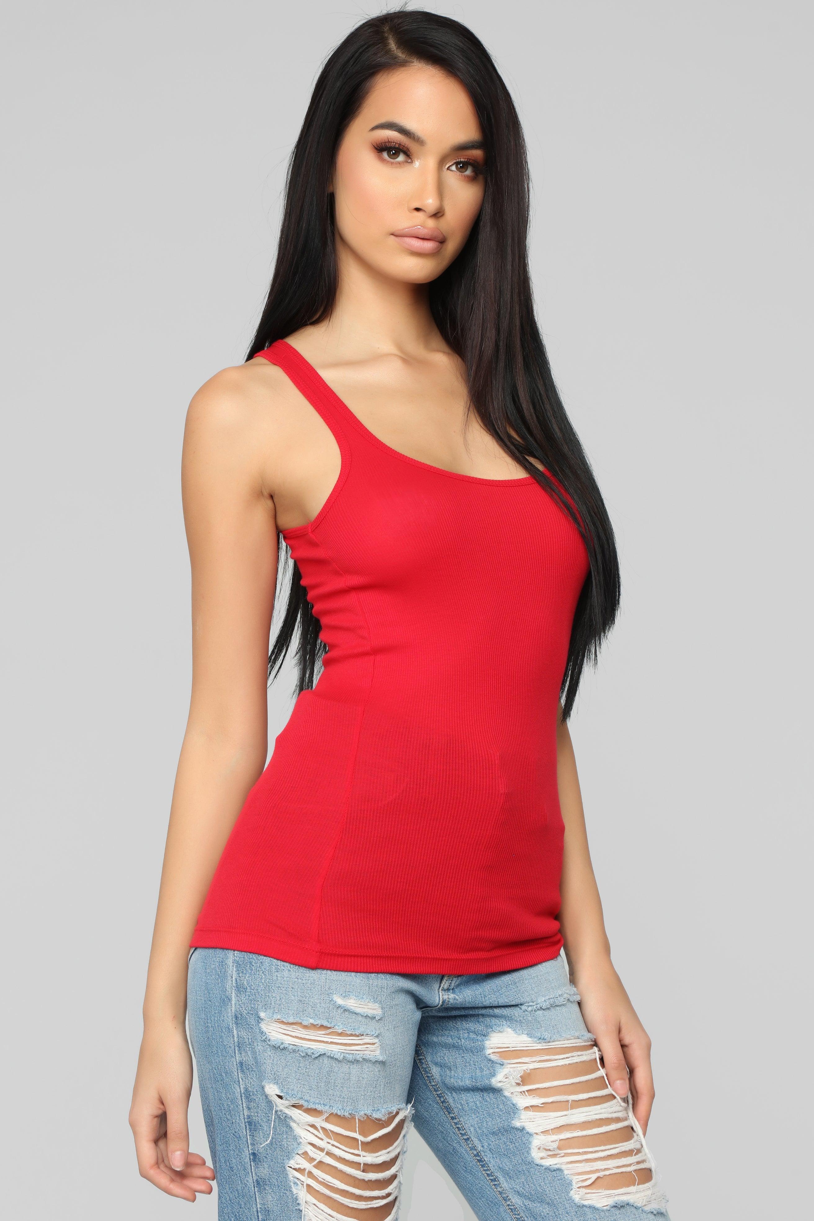 Zoey Racer Back Tank - Red Product Image