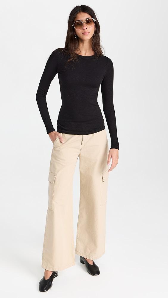 Enza Costa Textured Rib Long Sleeve Crew Tee | Shopbop Product Image