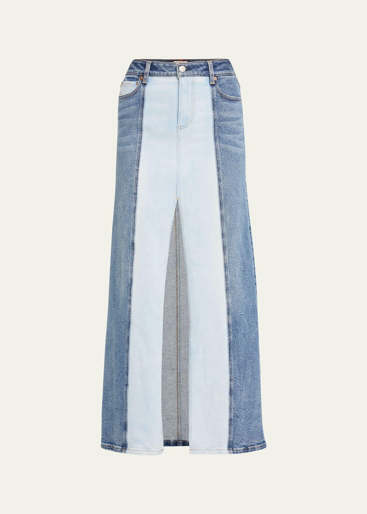 Womens Rye Two-Tone Denim Maxi Skirt Product Image