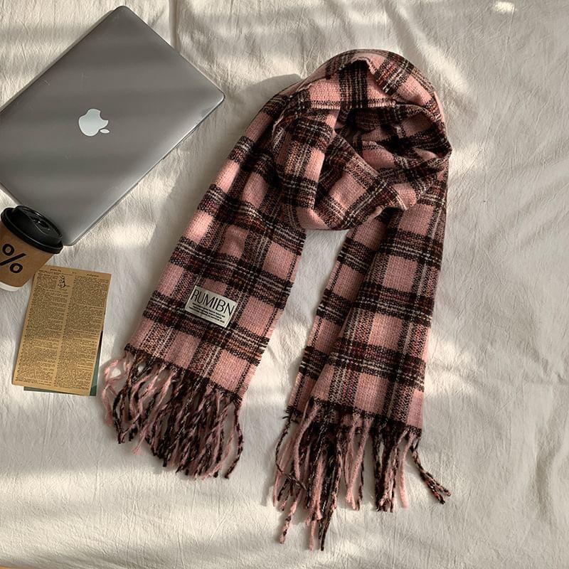 Plaid Fringed Trim Scarf Product Image