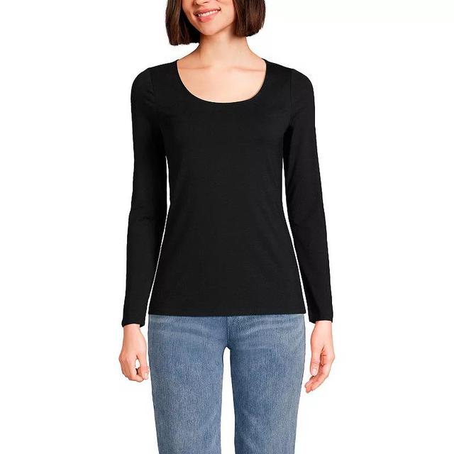 Womens Lands End Lightweight Scoopneck Long-Sleeve Tee Product Image