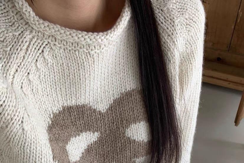 Crew Neck Bow Knitted Sweater Product Image