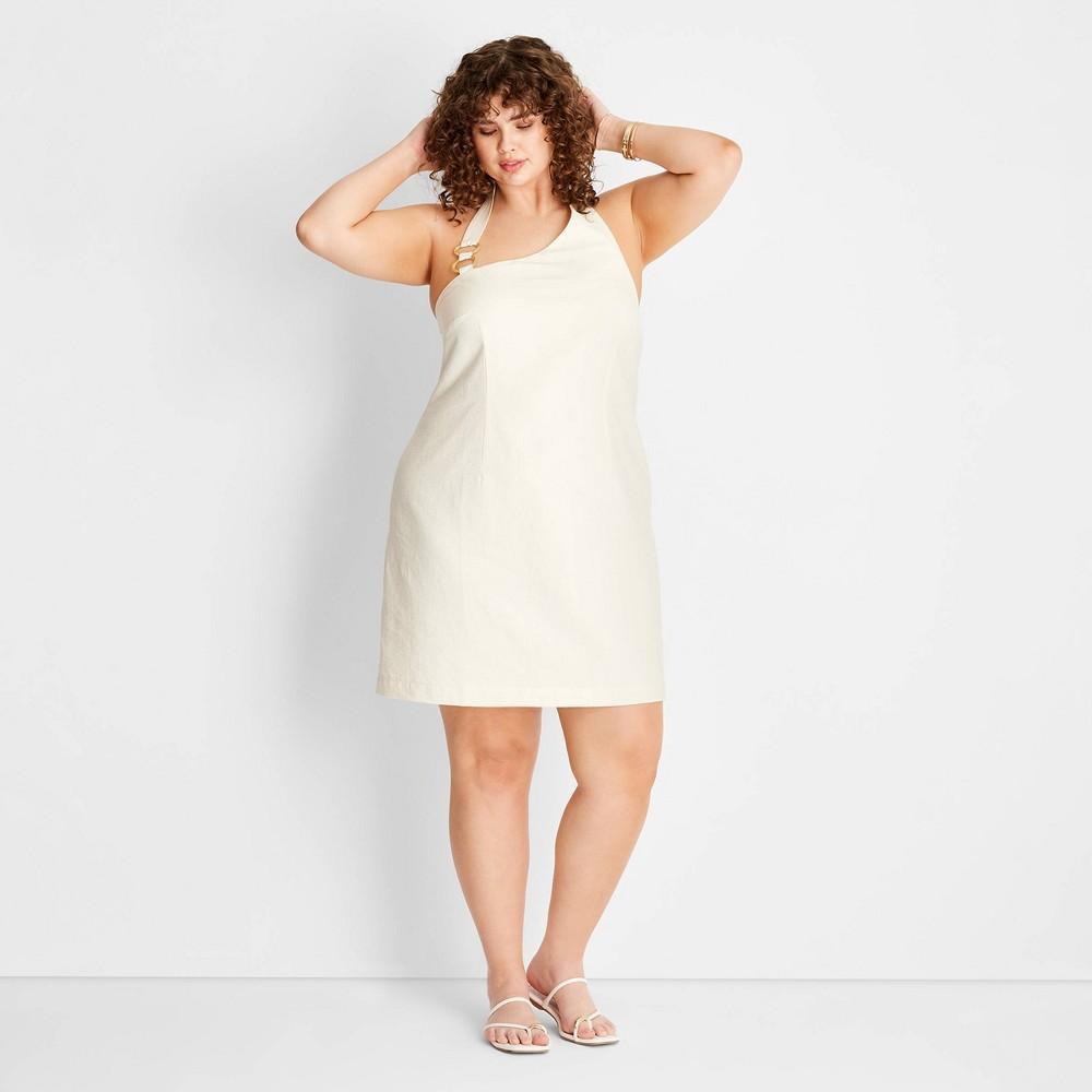 Womens Sleeveless Ring Detail Mini Dress - Future Collective with Jenee Naylor Cream 26 Product Image