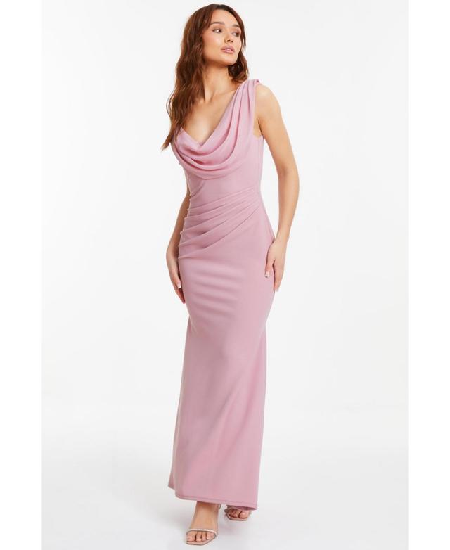 Women's Chiffon & Scuba Crepe Cowl Neck Maxi Dress Product Image