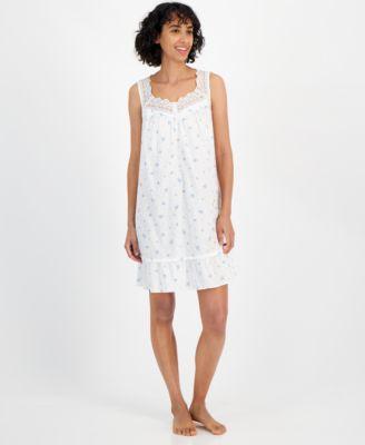 Charter Club Womens Cotton Floral Lace-Trim Chemise, Created for Macys Product Image