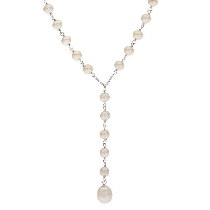 PearLustre by Imperial Sterling Silver Freshwater Cultured Pearl Y Necklace, Womens Product Image