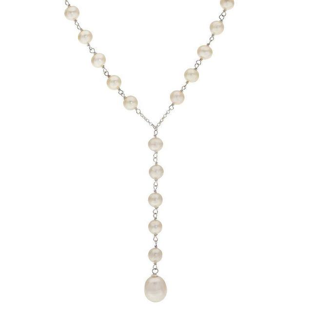 PearLustre by Imperial Sterling Silver Freshwater Cultured Pearl Y Necklace, Womens White Product Image