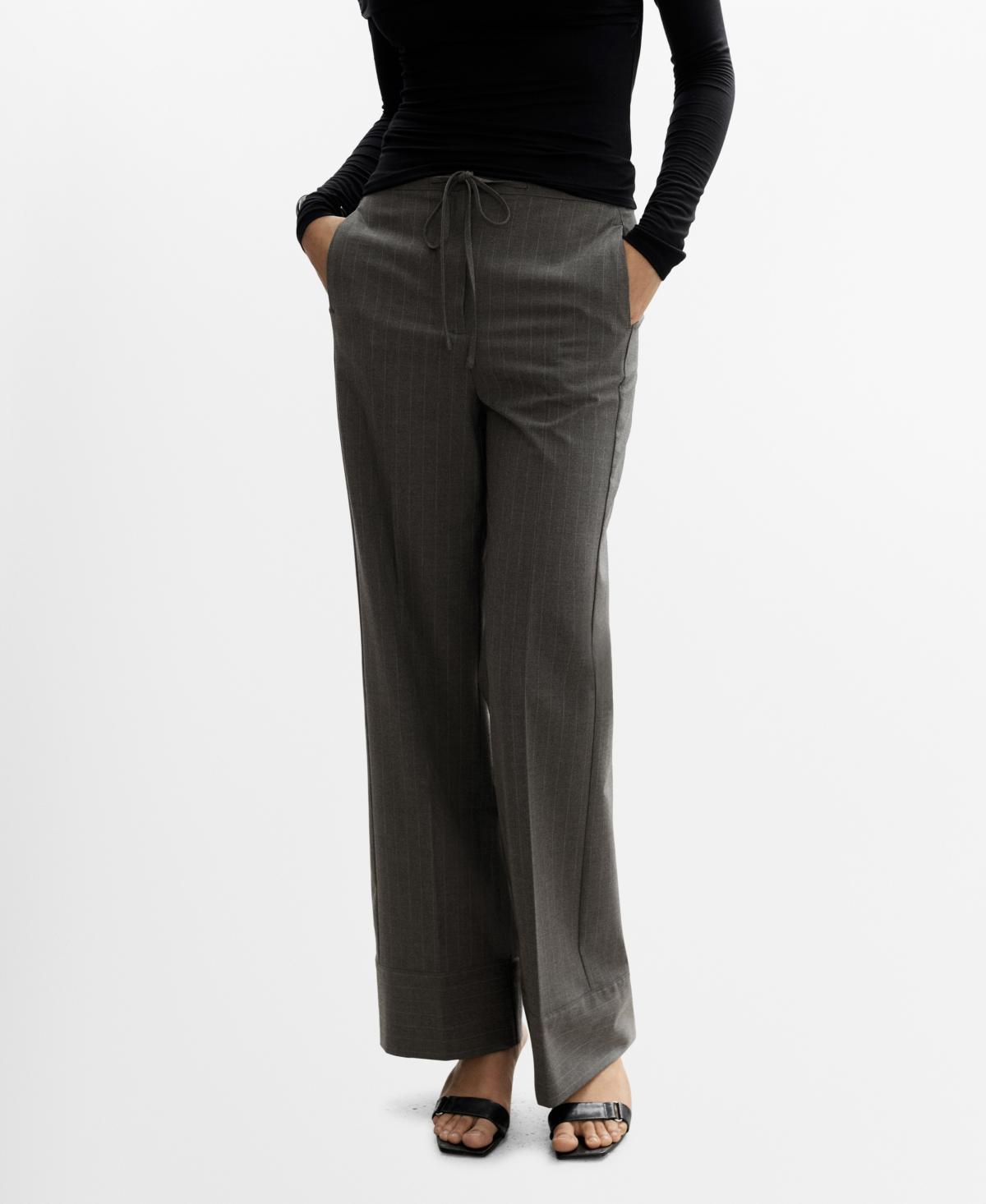 Mango Womens Chalk-Stripe Straight Trousers Product Image