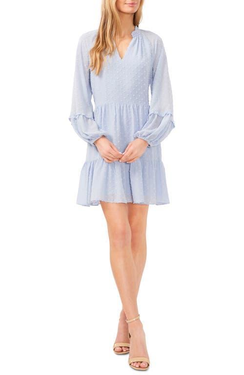 CeCe Clip Dot Ruffle Long Sleeve Shift Dress Product Image