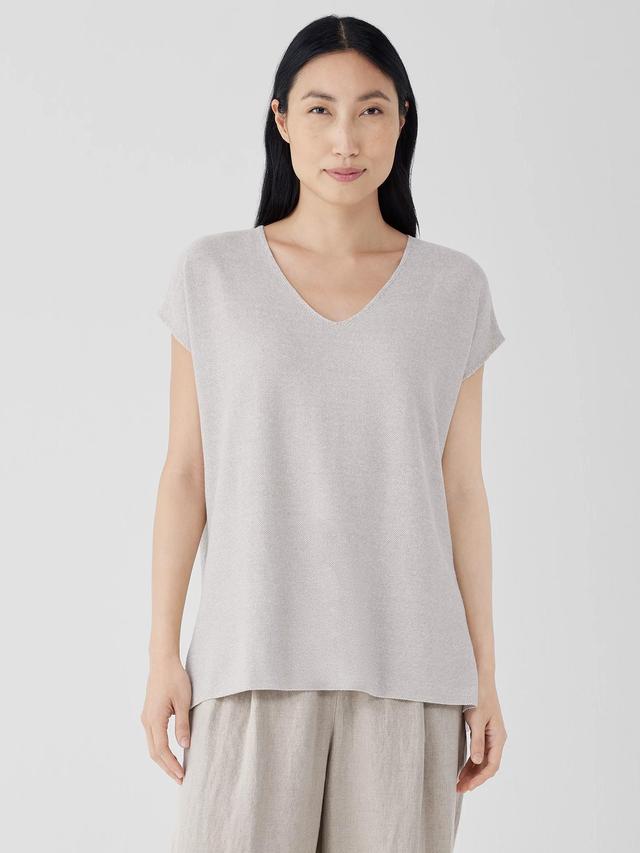 EILEEN FISHER Organic Linen Cotton V-Neck Topfemale Product Image