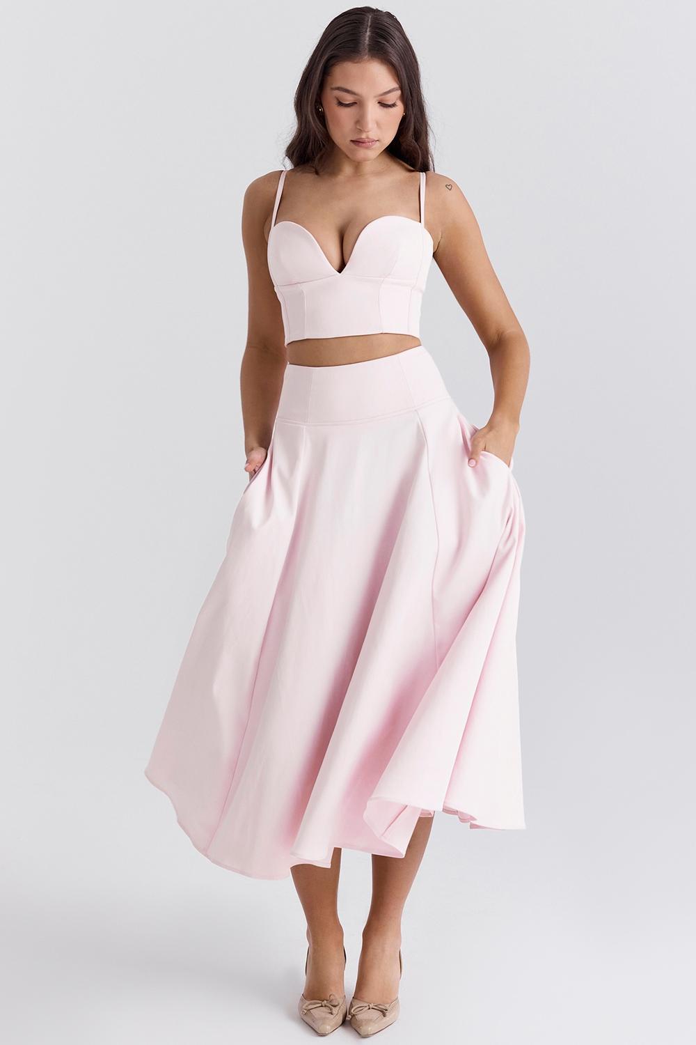 Rita Ballerina Pink A-Line Midi Skirt Product Image