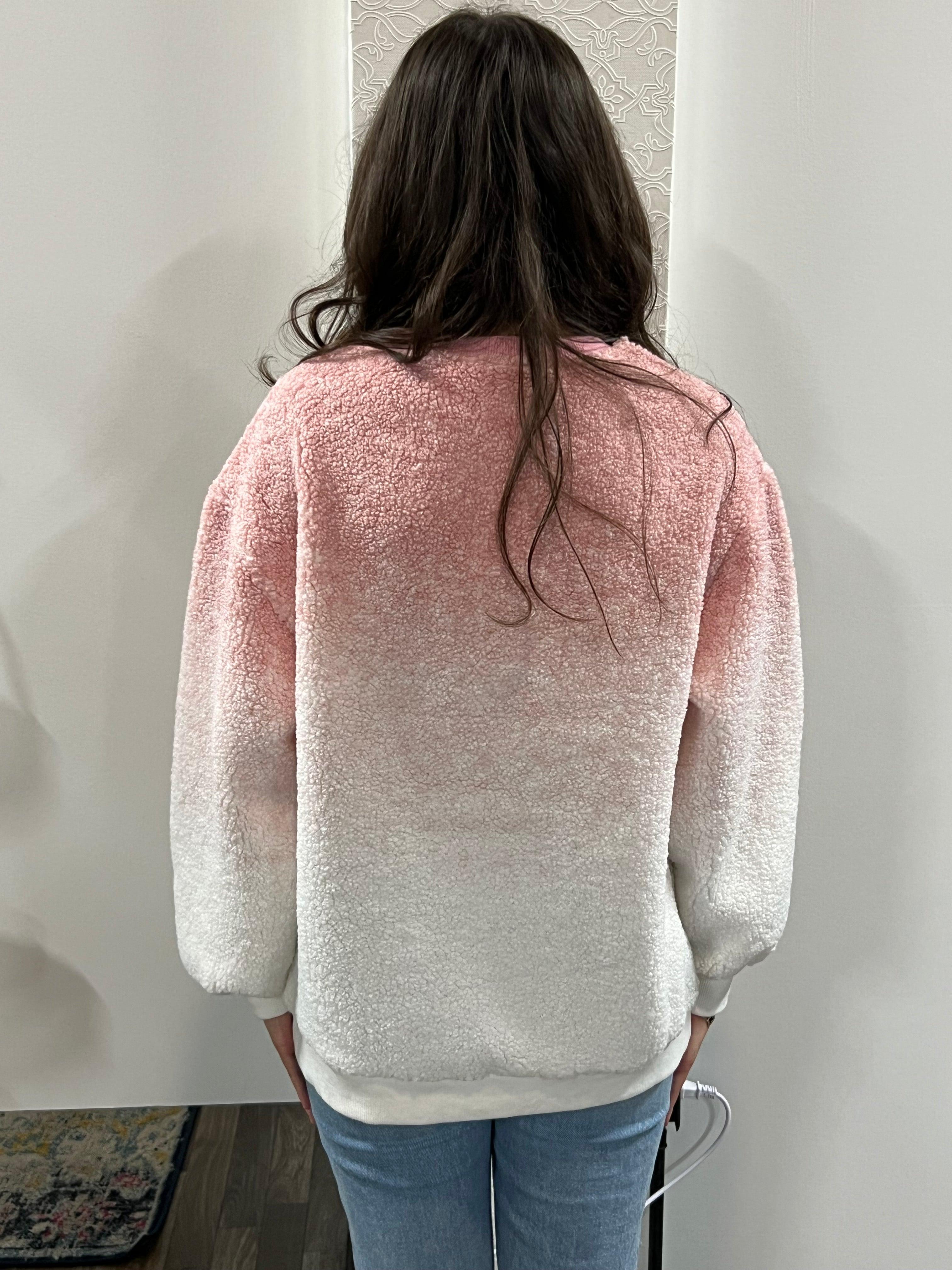 Pink Fleece Warm Cozy Ombre Oversized Knit sweater Female Product Image