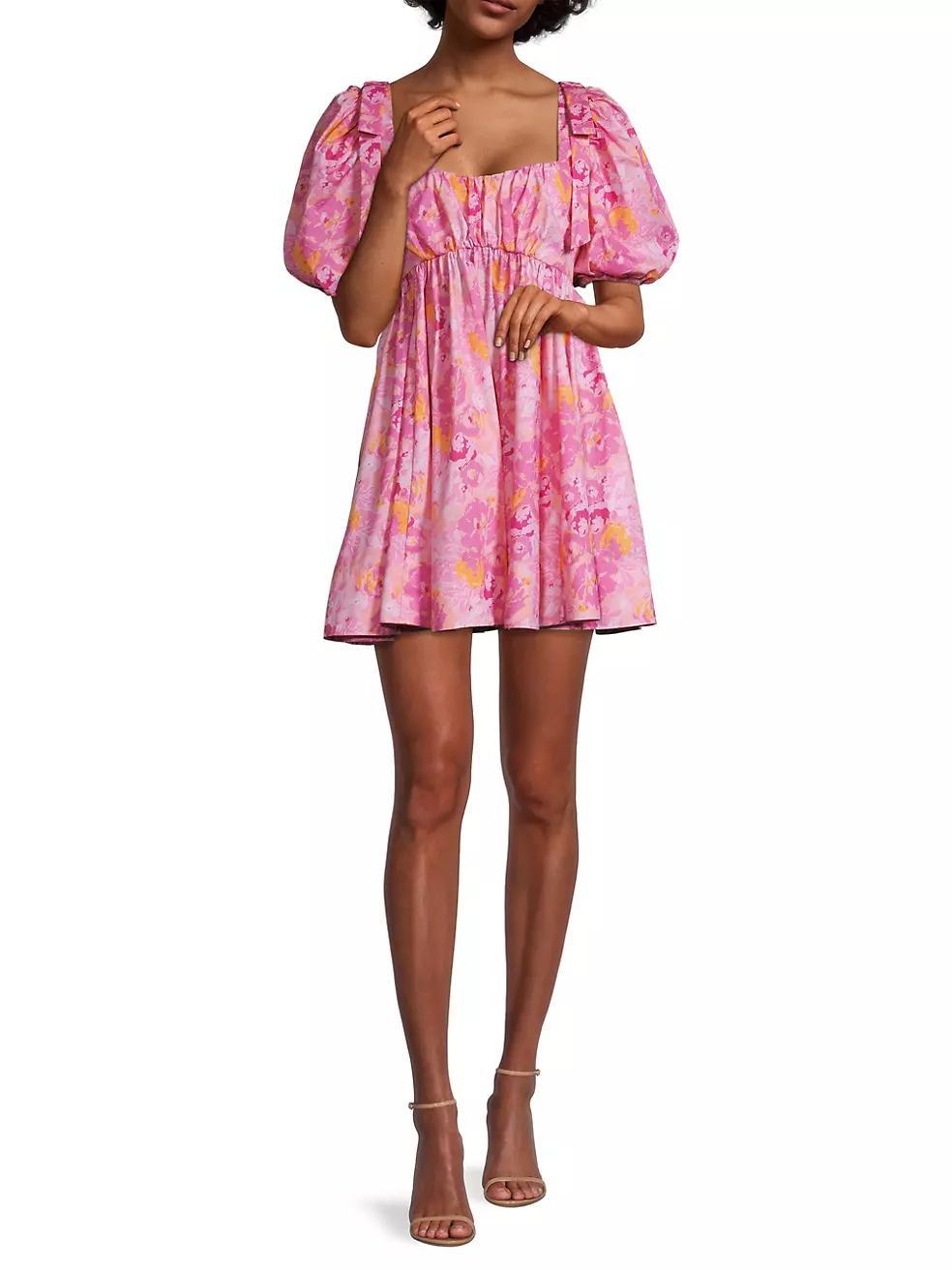 Martinique Floral Puff-Sleeve Minidress Product Image