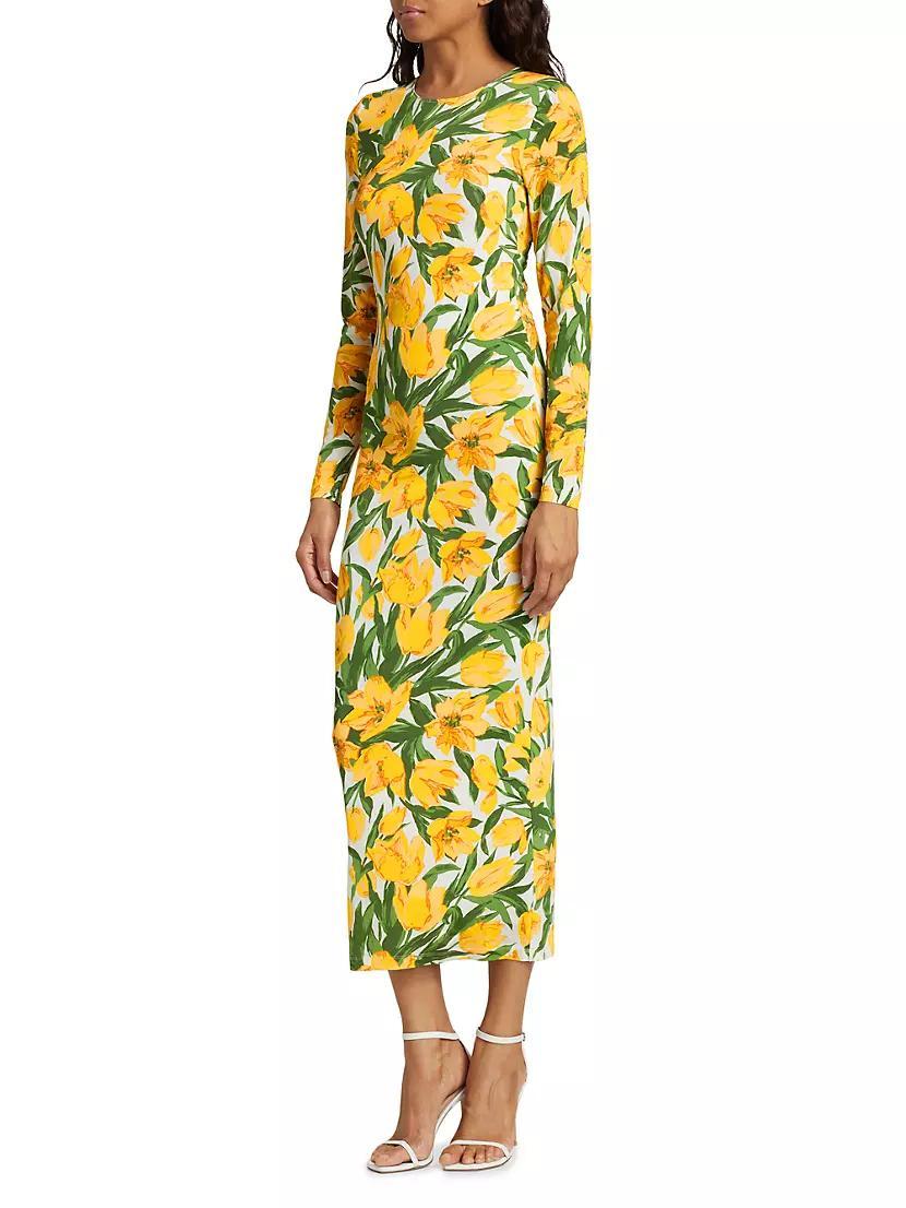 Floral Jersey Long-Sleeve Maxi Dress Product Image