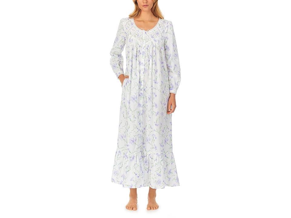 Eileen West Long Sleeve Button Front Robe (Lilac Floral) Women's Pajama Product Image