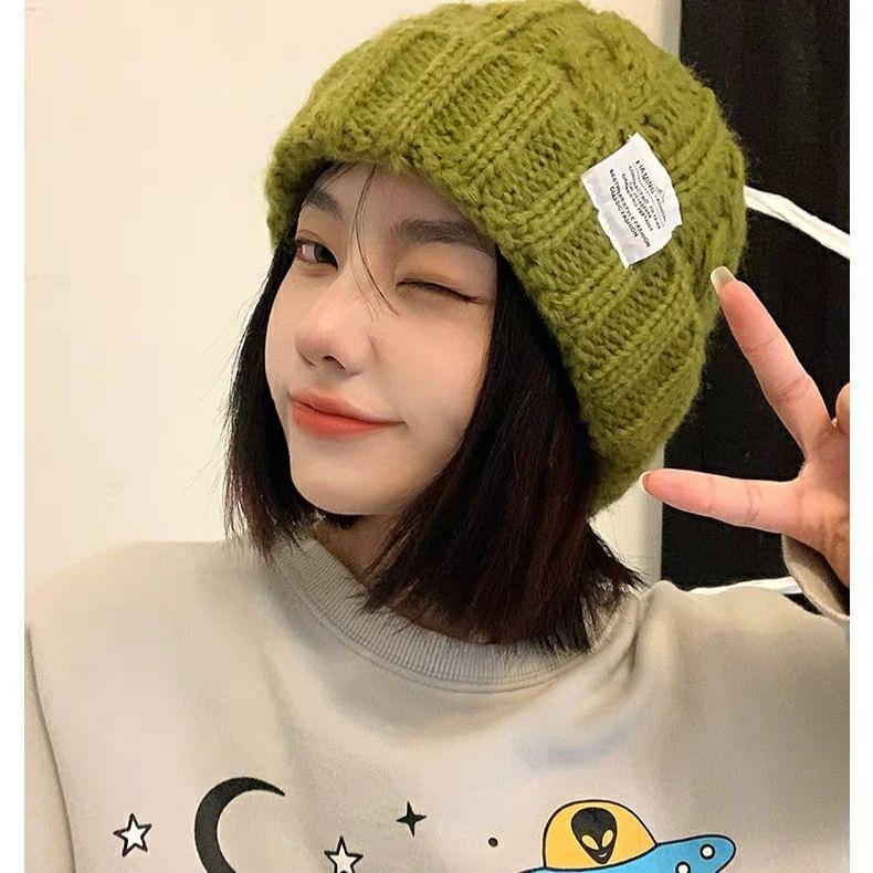 Fluffy / Plain Cable Knit Beanie product image