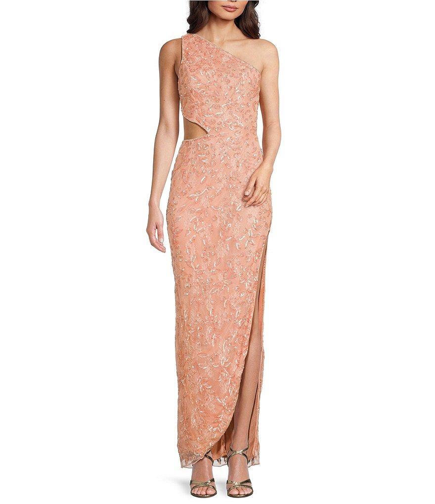 Mac Duggal Sequin One Shoulder Sleeveless Gown Product Image