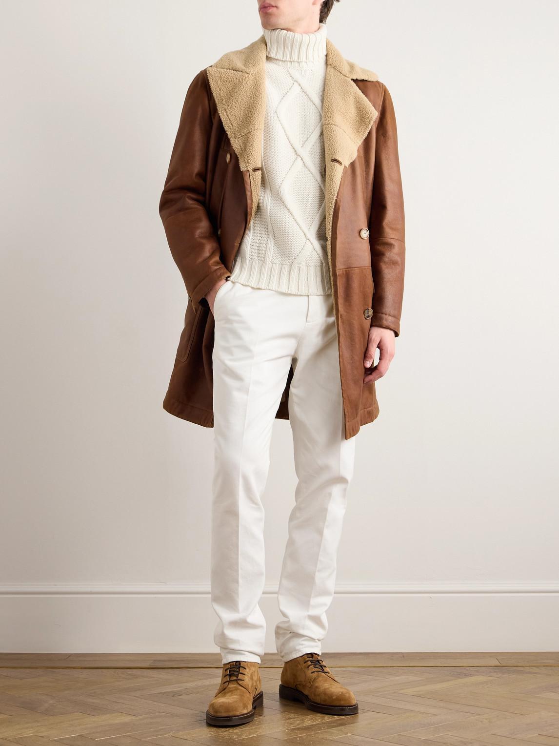 BRUNELLO CUCINELLI Cable-knit Cashmere Rollneck Sweater In Beige Product Image