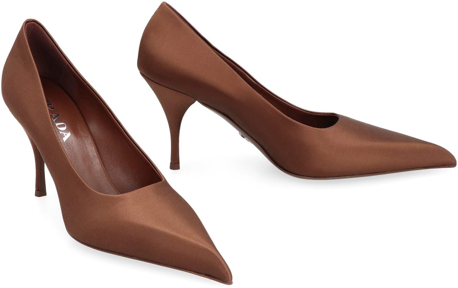 PRADA Satin Pumps In Brown Product Image