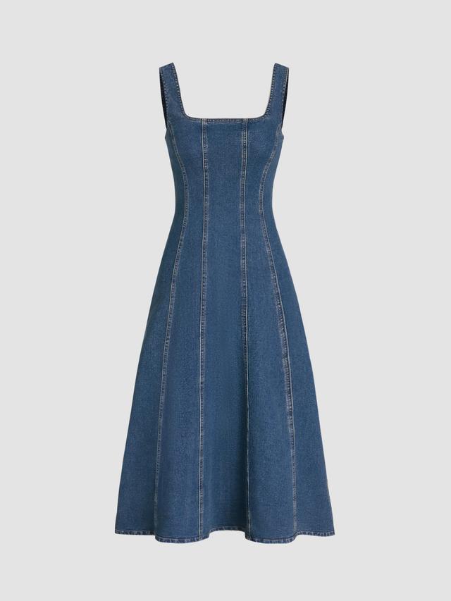 Denim Ruffle Cami Maxi Dress Product Image