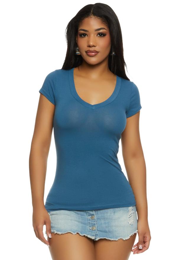 Womens V Neck Short Sleeve T Shirt Product Image