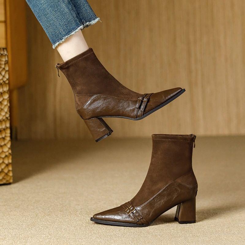 Block Heel Pointed Short Boots product image