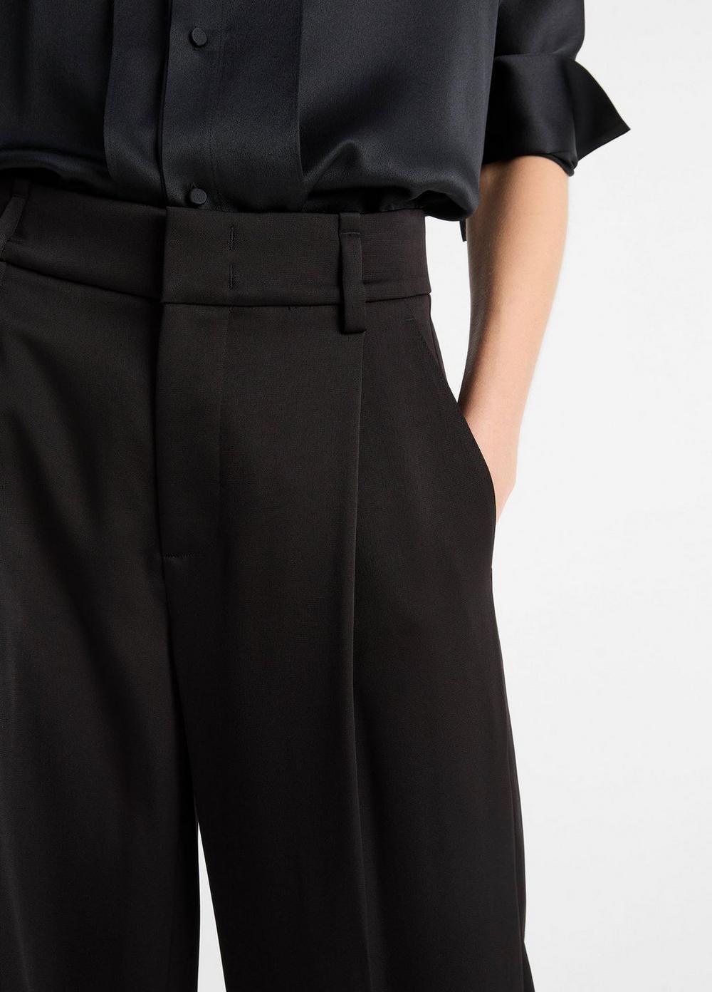 High-Waist Fluid Satin Wide-Leg Trouser Product Image