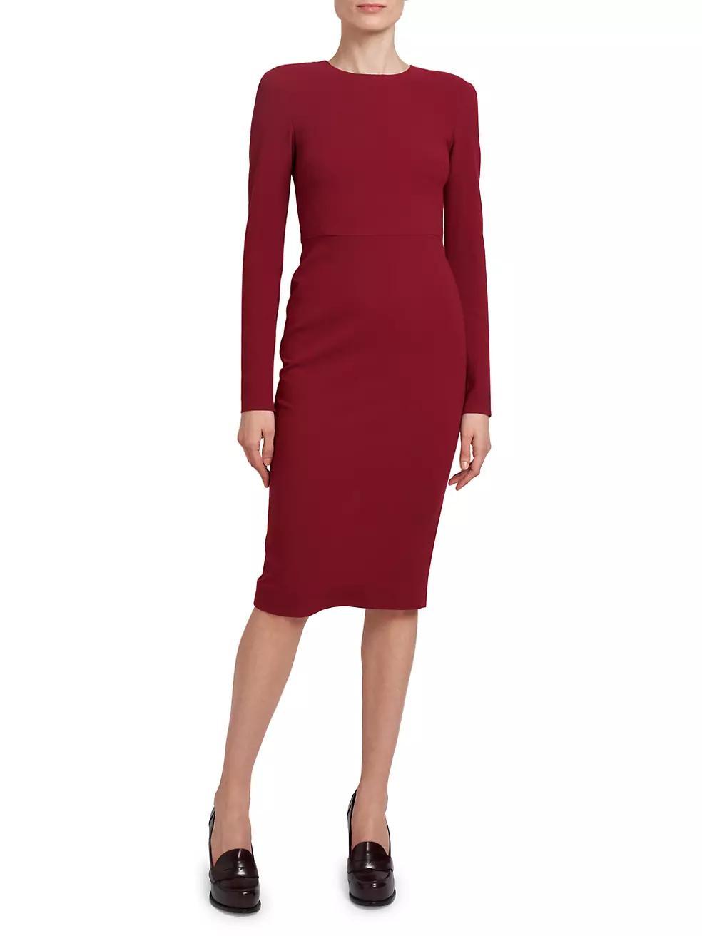 Stretch Wool Long-Sleeve Sheath Dress Product Image