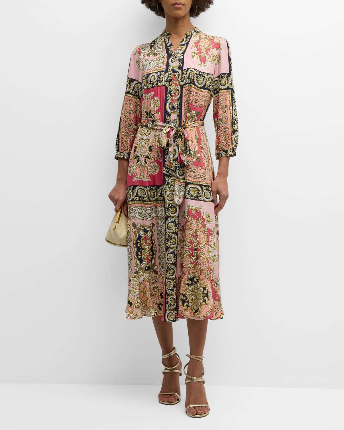 The Mila Pintuck Floral-Print Midi Dress Product Image