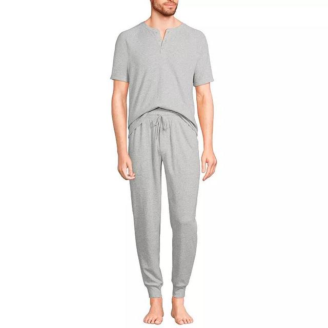 Mens Lands End Waffle Top & Bottoms Pajama Set Gray Grey Product Image