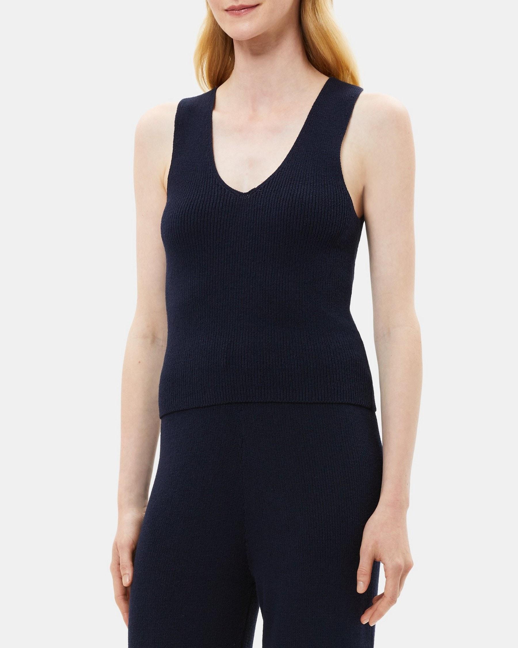 V-Neck Tank in Bouclé Cotton-Blend Product Image