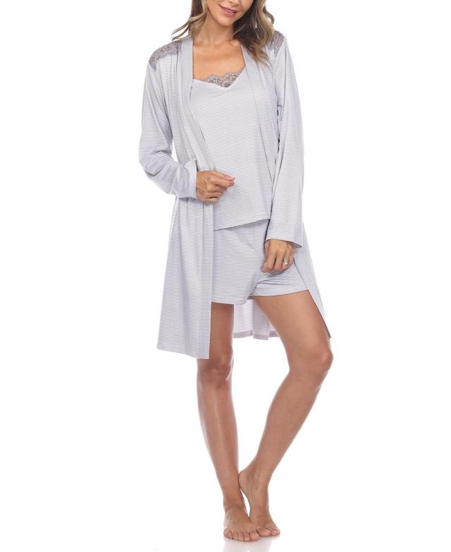 White Mark Womens Pajama + Robe Sets 3-pc. Sleeveless V-Neck, Small Product Image