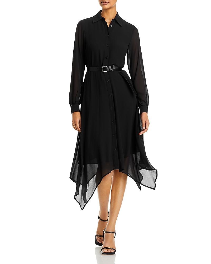 Womens Hank Belted Georgette Handkerchief Shirtdress - Black - Size XS - Black - Size XS Product Image