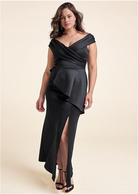 Off The Shoulder Ruffle Gown Product Image