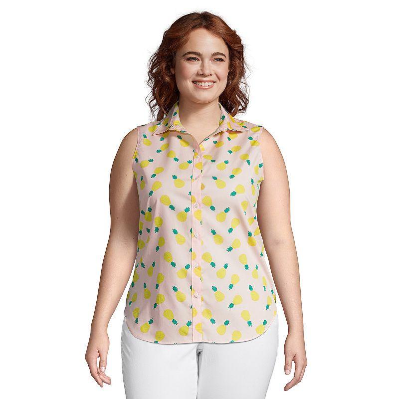 Plus Size Lands End No-Iron Supima Cotton Sleeveless Shirt, Womens Product Image