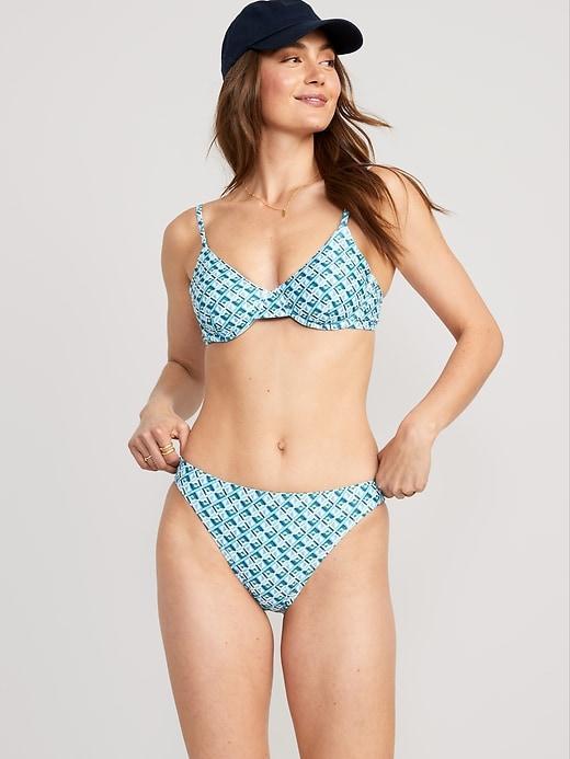 High-Waisted Printed French-Cut Bikini Swim Bottoms Product Image