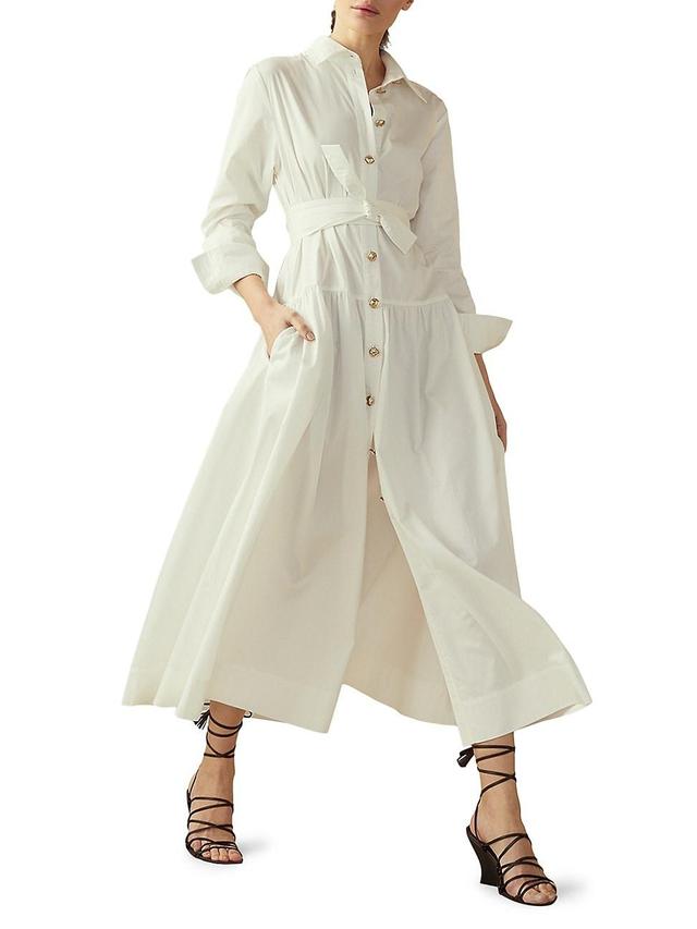 Womens Cotton Button-Front Shirt Dress Product Image