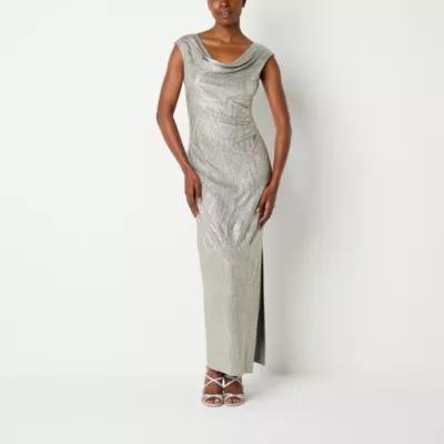 Connected Apparel Metallic Womens Sleeveless Evening Gown Product Image