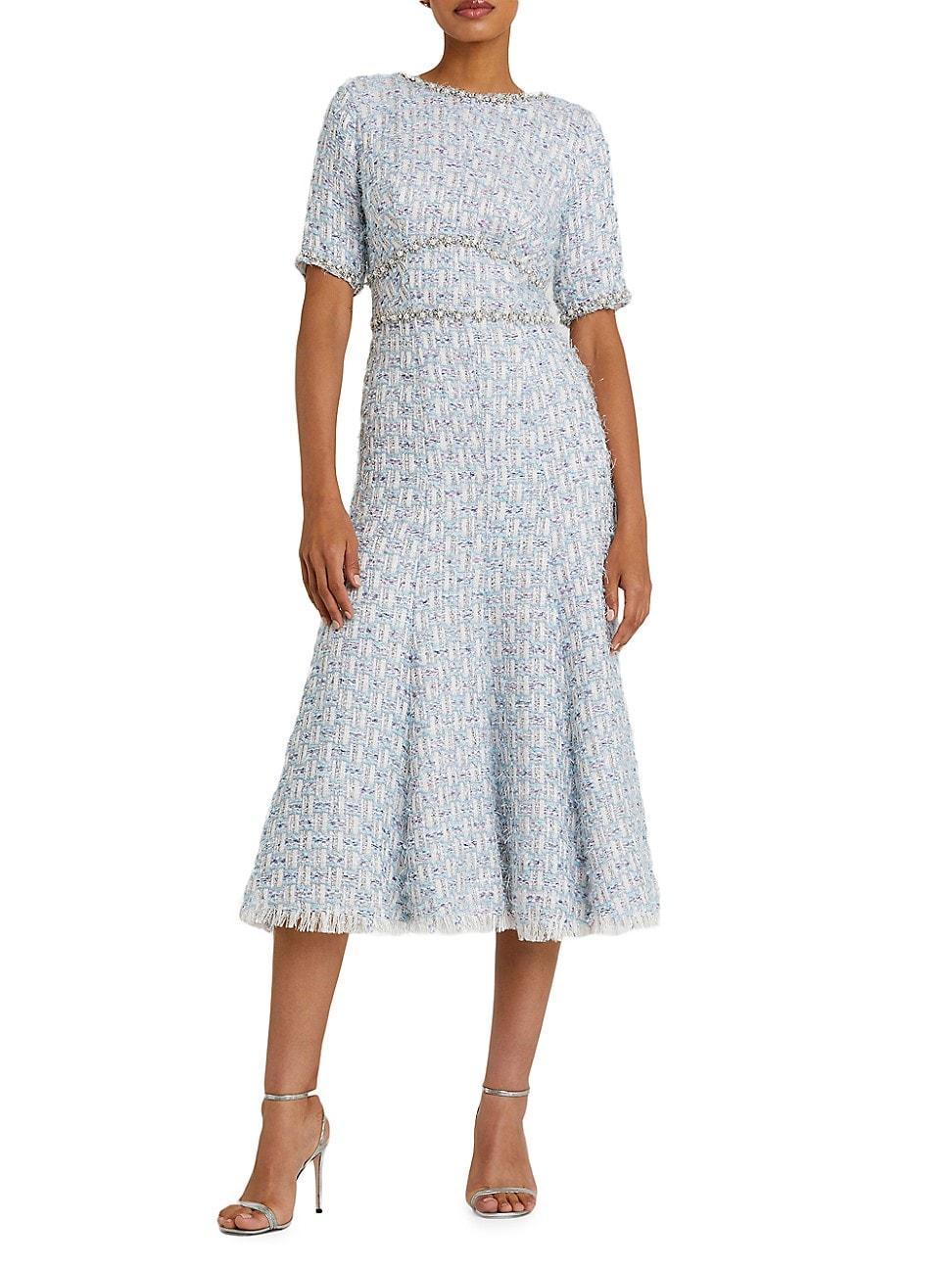 Womens Beaded Tweed Midi-Dress product image