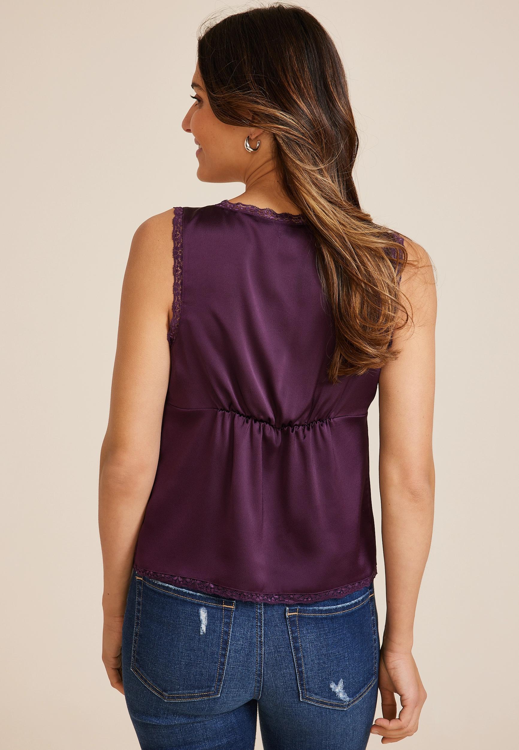 Satin Front Tie Tank Top Product Image