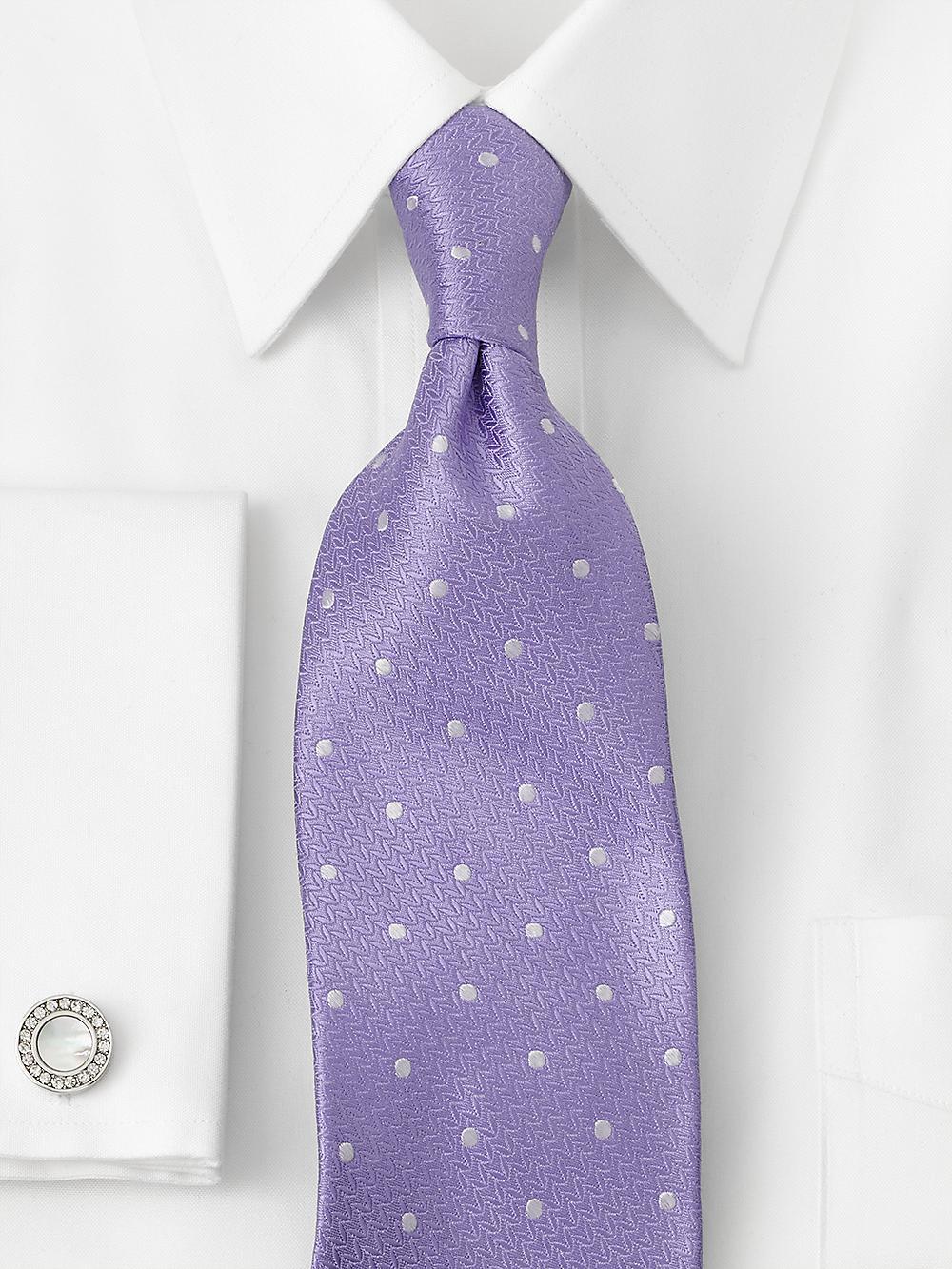 Dot Woven Silk Tie - Lavender/white Product Image